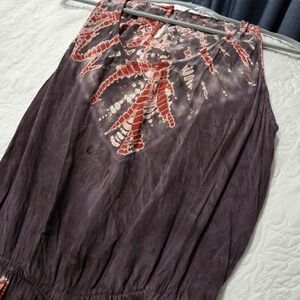 Young Fabulous & Broke Tie Dye Jumpsuit Split Wide Leg taupe rust Size L Payson